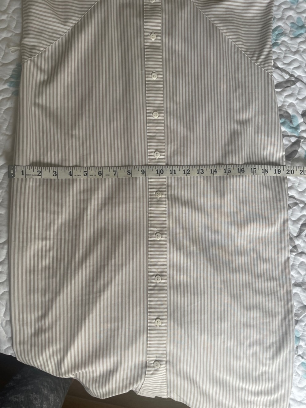 John Henry Tan & Cream Striped Shirt Dress short cuffed sleeves Pockets Size10P - Picture 9 of 14